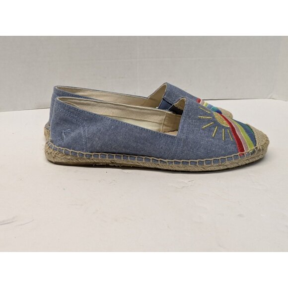 Joules Chambry Espadrilles Shoes Women’s Size 7 Flats Blue Canvas Jute Toe Cap - Picture 6 of 11
